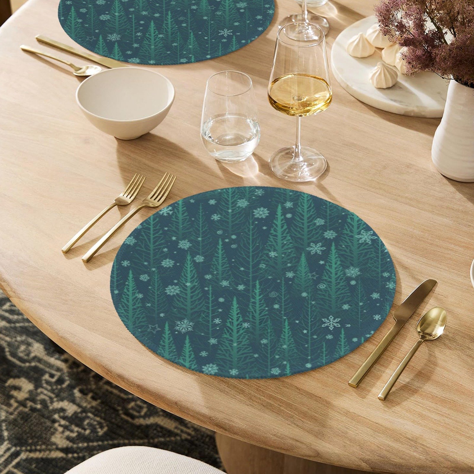 Christmas Placemats | Santa Deer | Holiday Dinner Table Decor | 4 Pack Christmas Placemats christmas dining decor 2