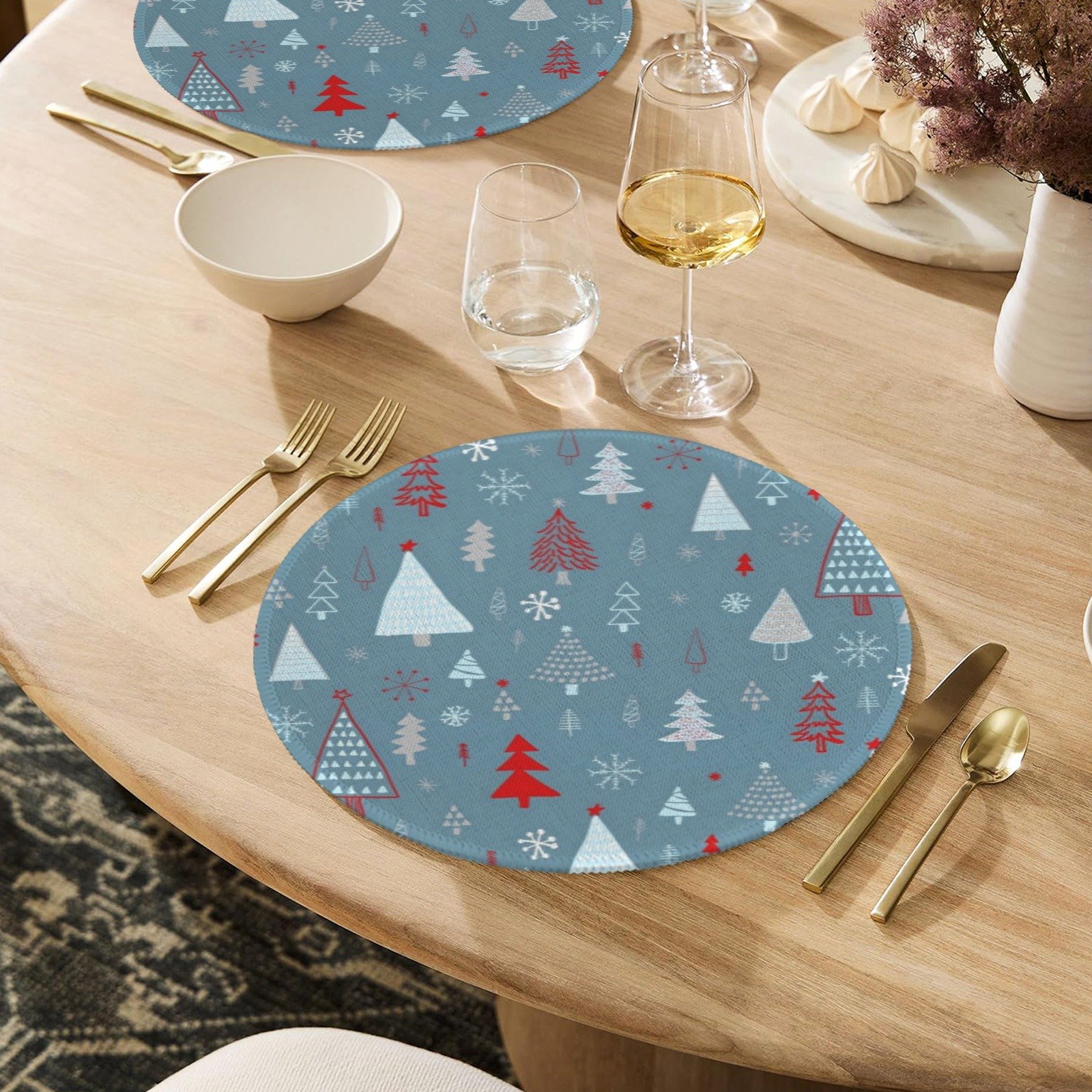 Christmas Placemats | White Holly | Holiday Dinner Table Decor | 4 Pack Christmas Placemats christmas dining decor 6