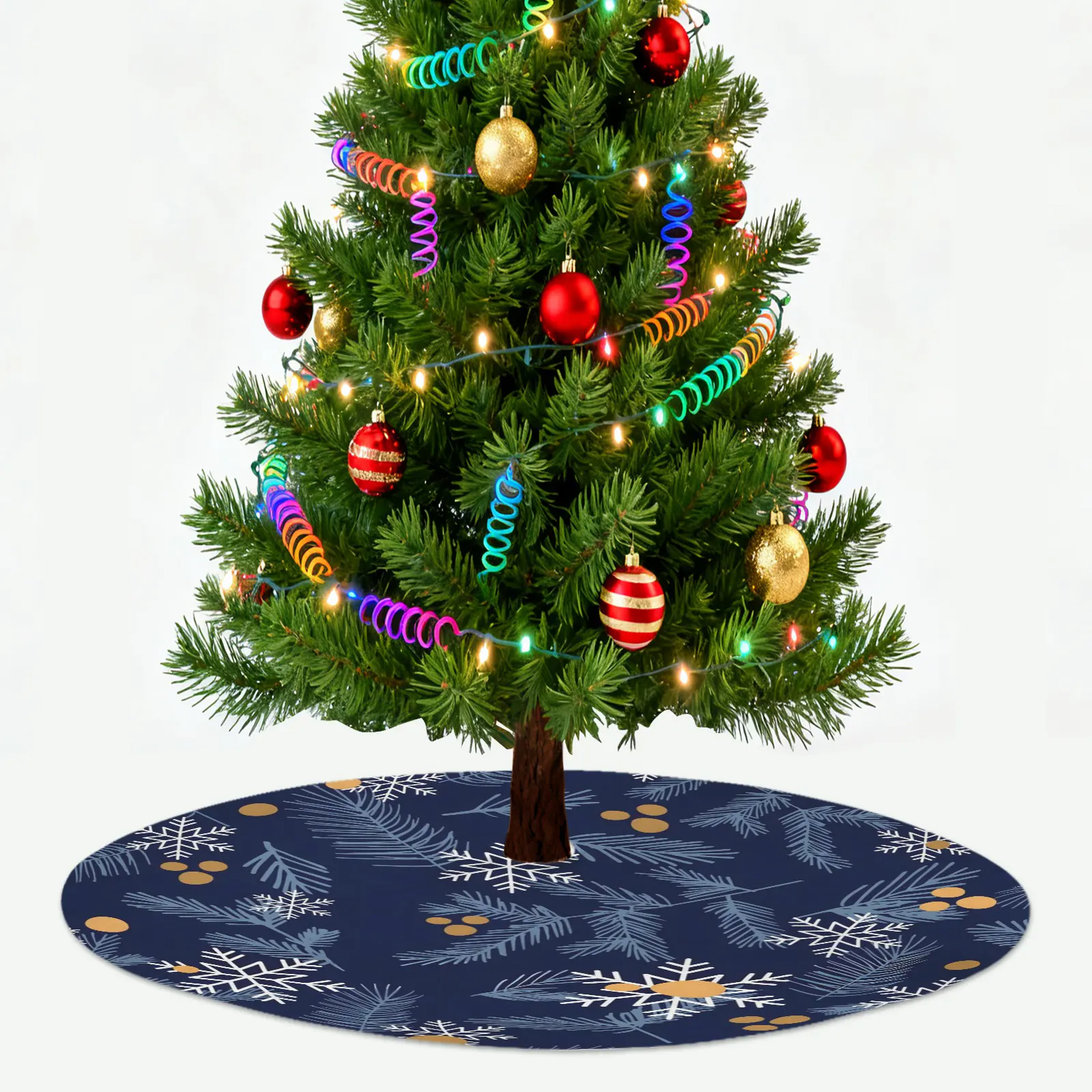 Holiday Christmas Tree Skirt | Gold Berries | Traditional Rustic Round 48×48 Inch Home Decor Christmas Tree Skirts christmas tree decor 2
