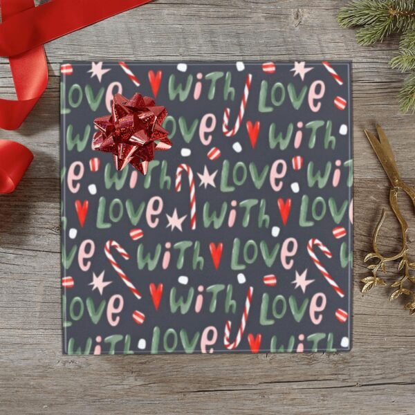 Christmas Wrapping Paper | Premium Holiday Gift Wrap | With Love 58″ x 23″ (1–5 Rolls) Wrapping Paper Christmas Gift Wrap
