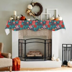 Christmas Holiday Fireplace Mantel Scarf | Floral Gifts | Mantle Runner Christmas Fireplace Mantel Scarf Christmas Fireplace Decoration