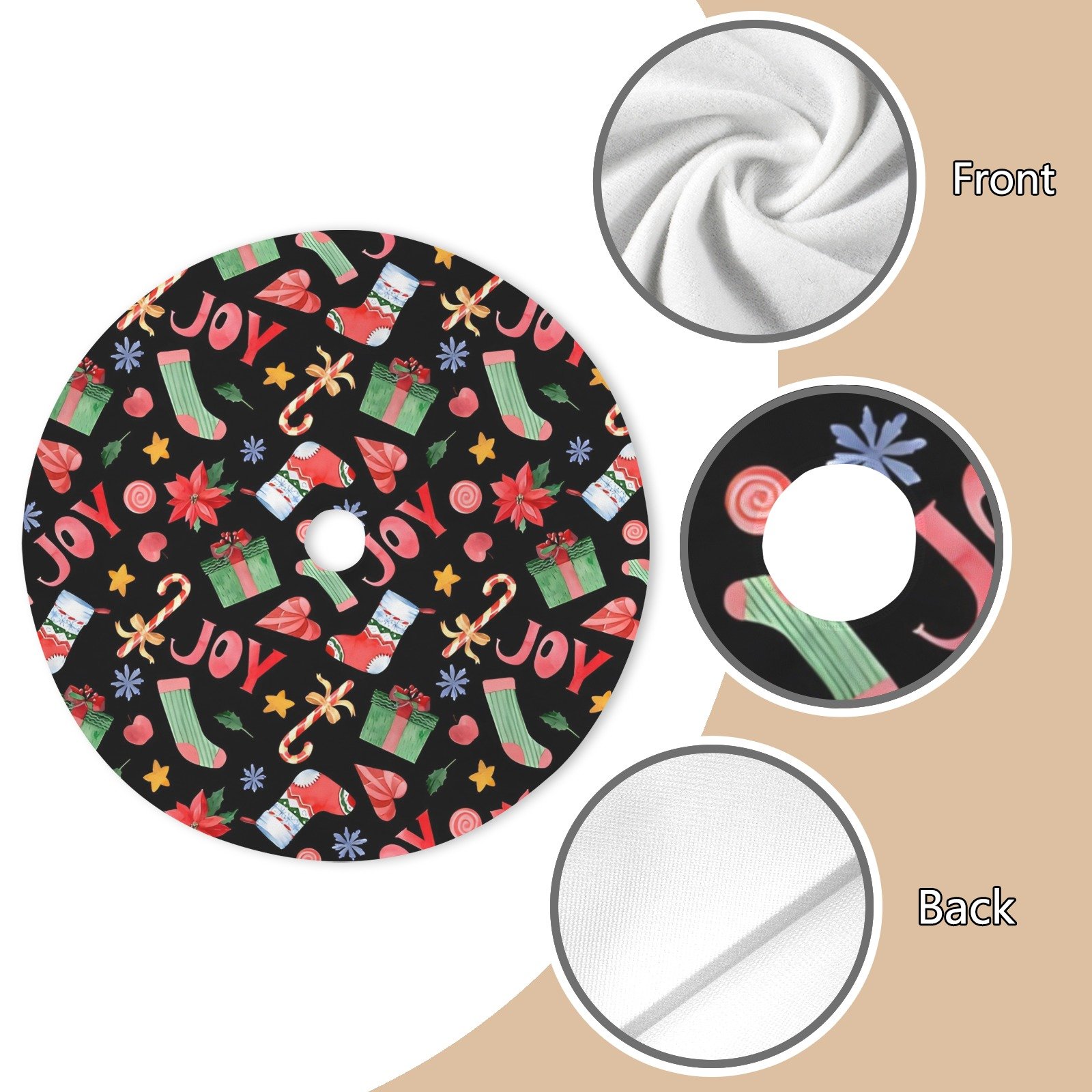 Holiday Christmas Tree Skirt | Joy | Traditional Rustic Round 48×48 Inch Home Decor Christmas Tree Skirts christmas tree decor 5 Holiday Christmas Tree Skirt | Joy | Traditional Rustic Round 48×48 Inch Home Decor Christmas Tree Skirts christmas tree decor 5