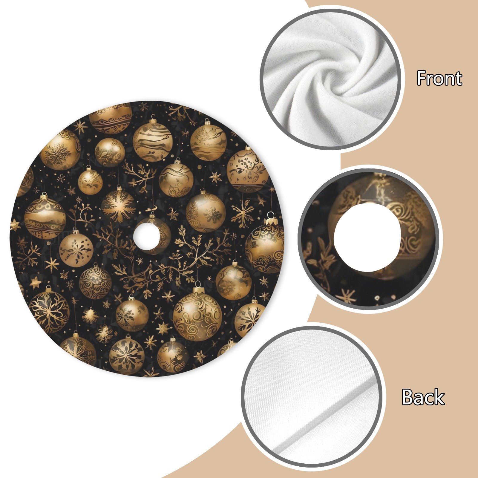 Holiday Christmas Tree Skirt | Gold Ornaments | Traditional Rustic Round 48×48 Inch Home Decor Christmas Tree Skirts christmas tree decor Holiday Christmas Tree Skirt | Gold Ornaments | Traditional Rustic Round 48×48 Inch Home Decor Christmas Tree Skirts christmas tree decor