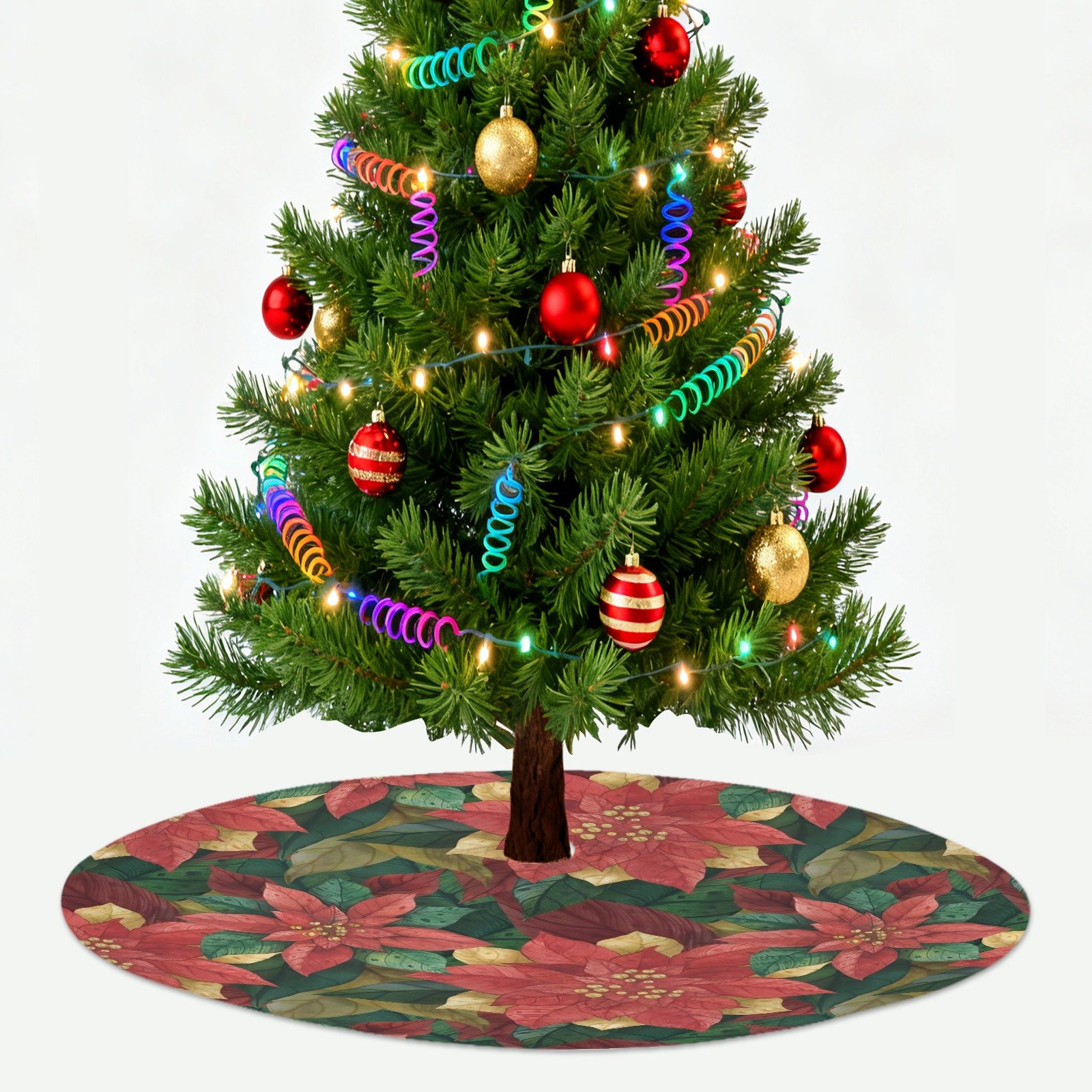 Holiday Christmas Tree Skirt | Floral | Traditional Rustic Round 48×48 Inch Home Decor Christmas Tree Skirts christmas tree decor 5 Holiday Christmas Tree Skirt | Floral | Traditional Rustic Round 48×48 Inch Home Decor Christmas Tree Skirts christmas tree decor 5