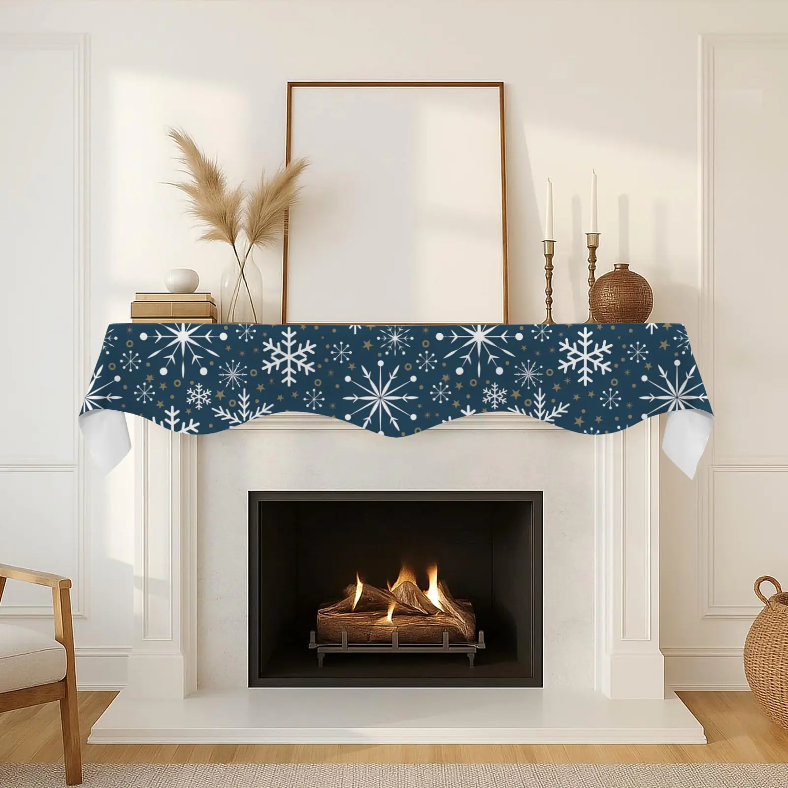 Christmas Holiday Fireplace Mantel Scarf | Sparkle | Mantle Runner Christmas Fireplace Mantel Scarf Christmas Fireplace Decoration