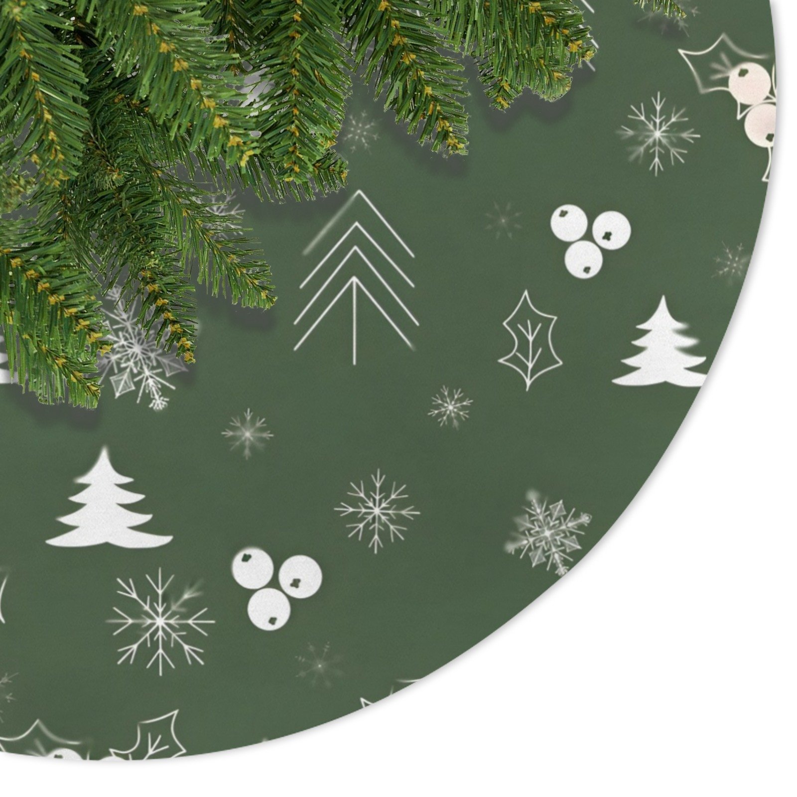 Holiday Christmas Tree Skirt | Green Holly | Traditional Rustic Round 48×48 Inch Home Decor Christmas Tree Skirts christmas tree decor 5 Holiday Christmas Tree Skirt | Green Holly | Traditional Rustic Round 48×48 Inch Home Decor Christmas Tree Skirts christmas tree decor 5