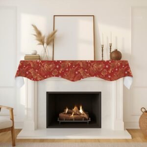 Christmas Holiday Fireplace Mantel Scarf | Red Pines | Mantle Runner Christmas Fireplace Mantel Scarf Christmas Fireplace Decoration Christmas Holiday Fireplace Mantel Scarf | Red Pines | Mantle Runner Christmas Fireplace Mantel Scarf Christmas Fireplace Decoration