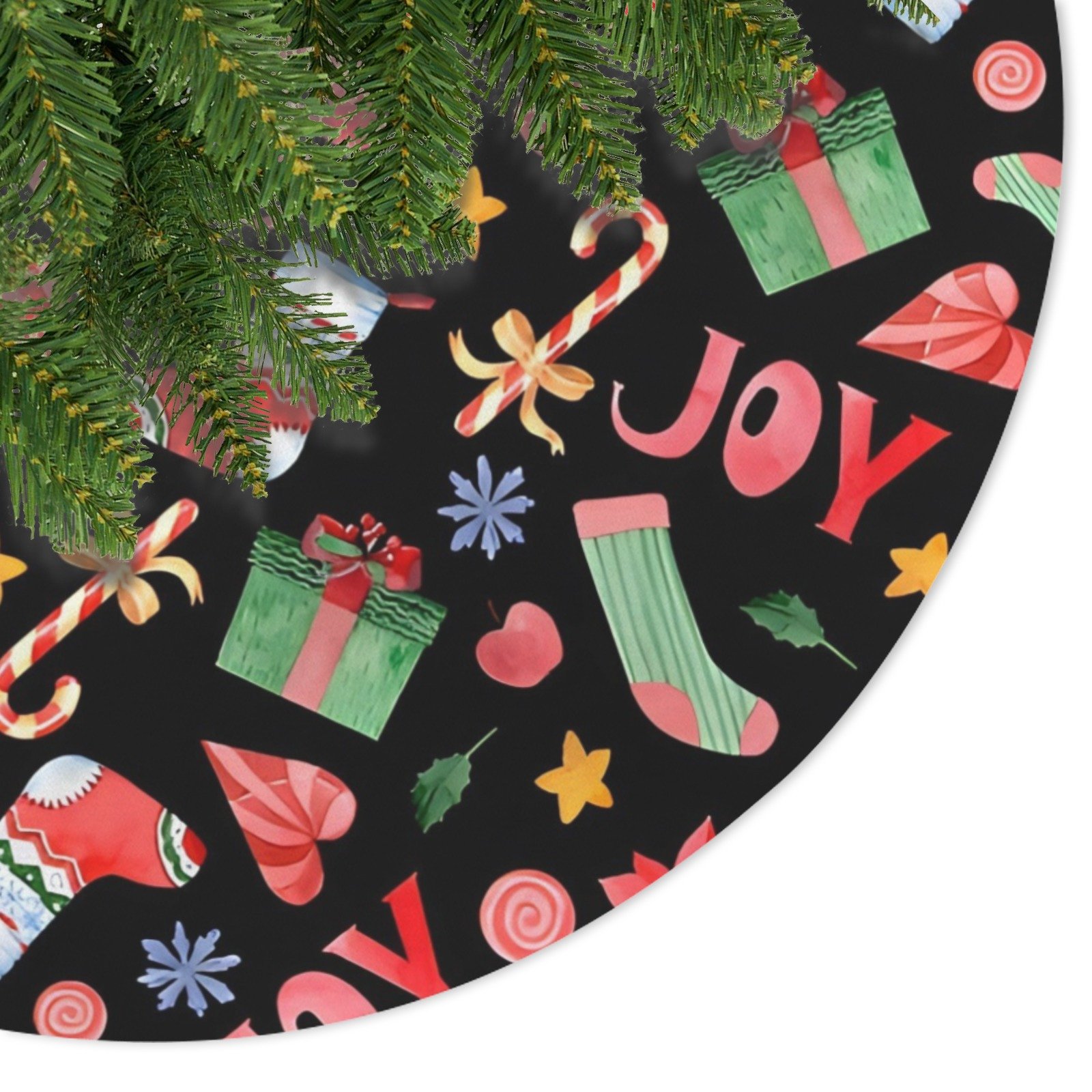Holiday Christmas Tree Skirt | Joy | Traditional Rustic Round 48×48 Inch Home Decor Christmas Tree Skirts christmas tree decor 7 Holiday Christmas Tree Skirt | Joy | Traditional Rustic Round 48×48 Inch Home Decor Christmas Tree Skirts christmas tree decor 7