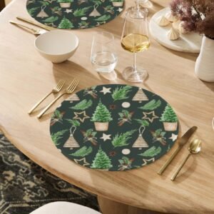 Christmas Placemats | Cinnamon | Holiday Dinner Table Decor | 4 Pack Christmas Placemats christmas dining decor