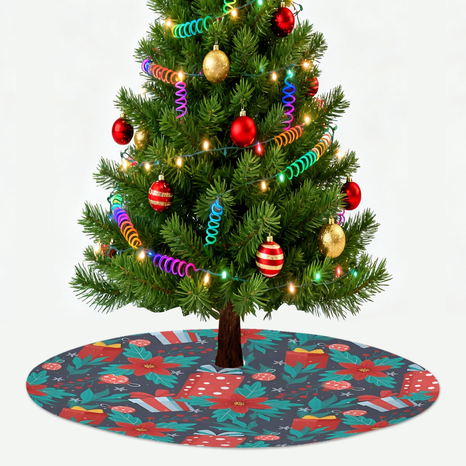 Holiday Christmas Tree Skirt | Poinsettia | Traditional Rustic Round 48×48 Inch Home Decor Christmas Tree Skirts christmas tree decor 6 Holiday Christmas Tree Skirt | Poinsettia | Traditional Rustic Round 48×48 Inch Home Decor Christmas Tree Skirts christmas tree decor 6