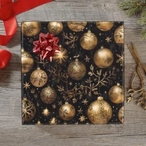 Christmas Wrapping Paper | Premium Holiday Gift Wrap | Gold Ornaments 58″ x 23″ (1–5 Rolls) Wrapping Paper Christmas Gift Wrap