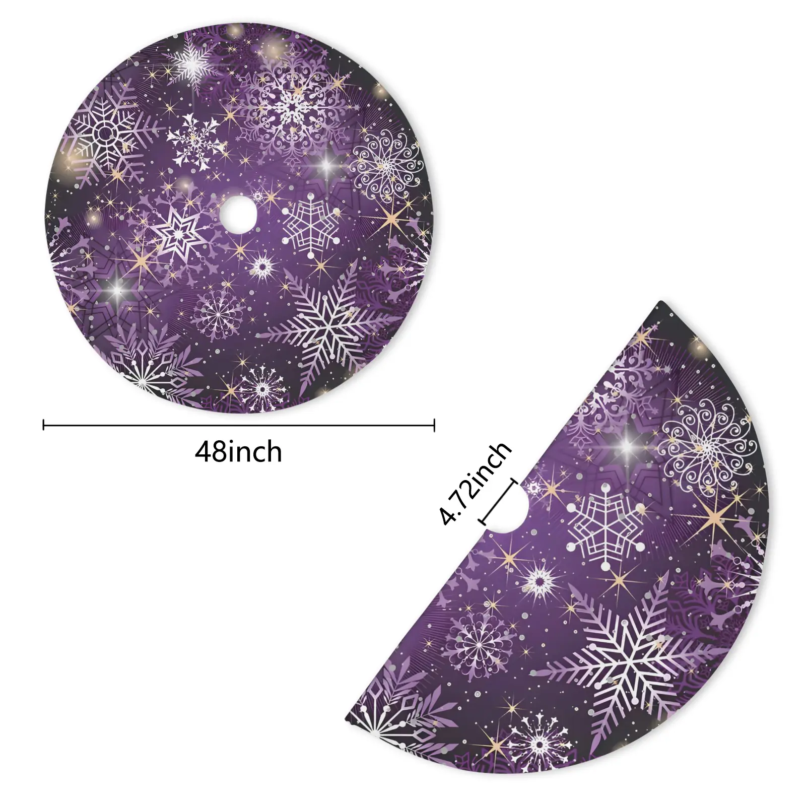 Holiday Christmas Tree Skirt | Purple Flakes | Traditional Rustic Round 48×48 Inch Home Decor Christmas Tree Skirts christmas tree decor 4