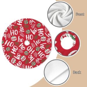Holiday Christmas Tree Skirt | Red Ho Ho Ho | Traditional Rustic Round 48×48 Inch Home Decor Christmas Tree Skirts christmas tree decor Holiday Christmas Tree Skirt | Red Ho Ho Ho | Traditional Rustic Round 48×48 Inch Home Decor Christmas Tree Skirts christmas tree decor
