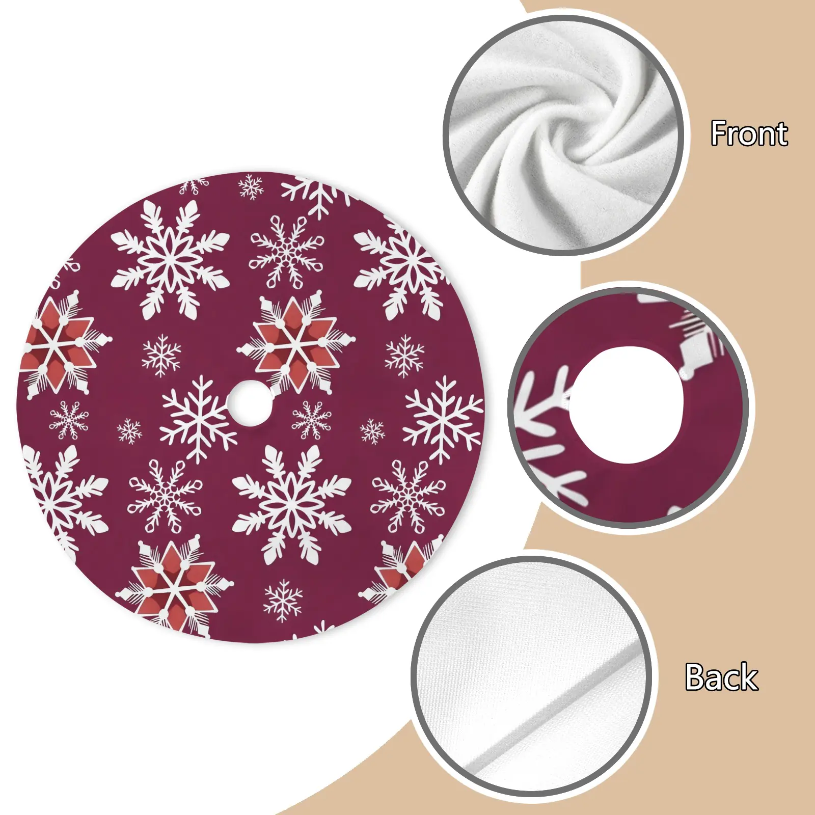 Holiday Christmas Tree Skirt | Wine Flakes | Traditional Rustic Round 48×48 Inch Home Decor Christmas Tree Skirts christmas tree decor