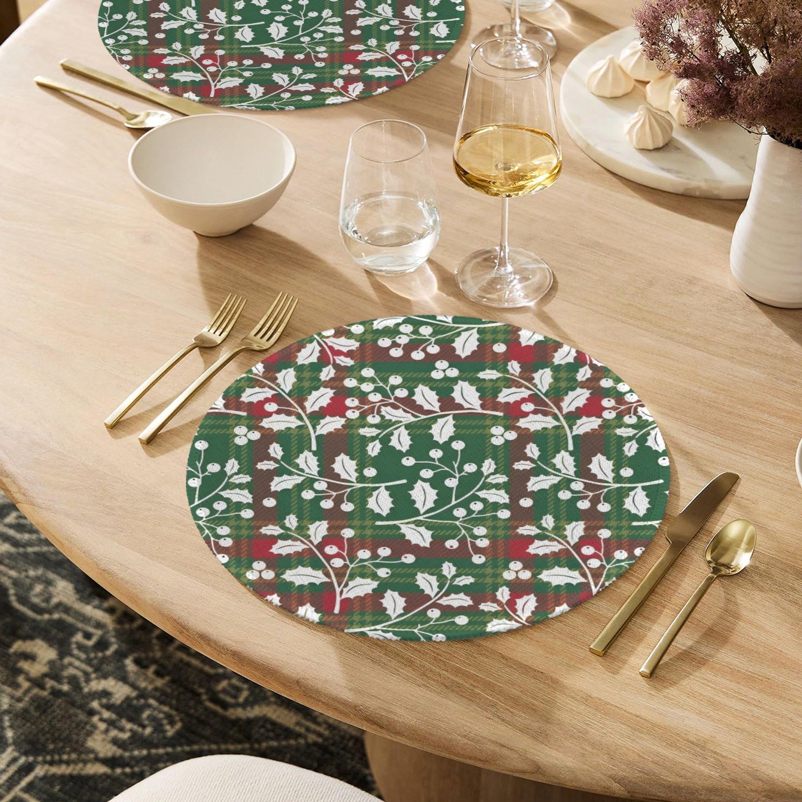 Christmas Placemats | White Holly | Holiday Dinner Table Decor | 4 Pack Christmas Placemats christmas dining decor 18