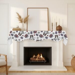 Christmas Holiday Fireplace Mantel Scarf | Postage | Mantle Runner Christmas Fireplace Mantel Scarf Christmas Fireplace Decoration