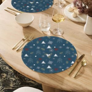 Christmas Placemats | Blueberry | Holiday Dinner Table Decor | 4 Pack Christmas Placemats christmas dining decor