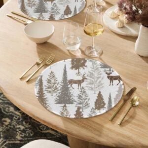 Christmas Placemats | Buck | Holiday Dinner Table Decor | 4 Pack Christmas Placemats christmas dining decor