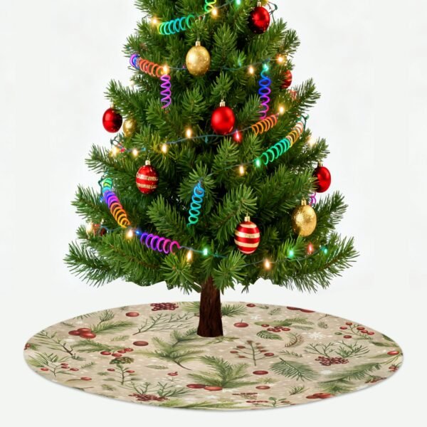 Holiday Christmas Tree Skirt | Cranberries | Traditional Rustic Round 48×48 Inch Home Decor Christmas Tree Skirts christmas tree decor 3