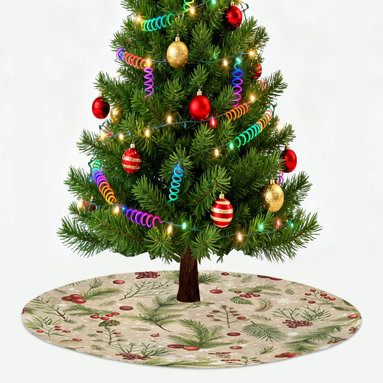 Holiday Christmas Tree Skirt | Cranberries | Traditional Rustic Round 48×48 Inch Home Decor Christmas Tree Skirts christmas tree decor 3 Holiday Christmas Tree Skirt | Cranberries | Traditional Rustic Round 48×48 Inch Home Decor Christmas Tree Skirts christmas tree decor 3
