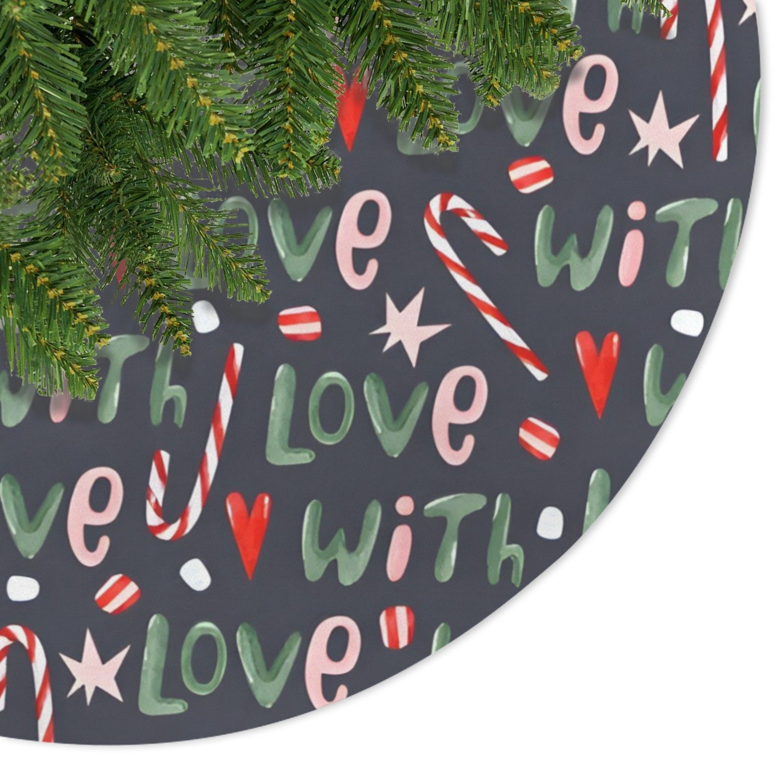 Holiday Christmas Tree Skirt | With Love | Traditional Rustic Round 48×48 Inch Home Decor Christmas Tree Skirts christmas tree decor 6 Holiday Christmas Tree Skirt | With Love | Traditional Rustic Round 48×48 Inch Home Decor Christmas Tree Skirts christmas tree decor 6