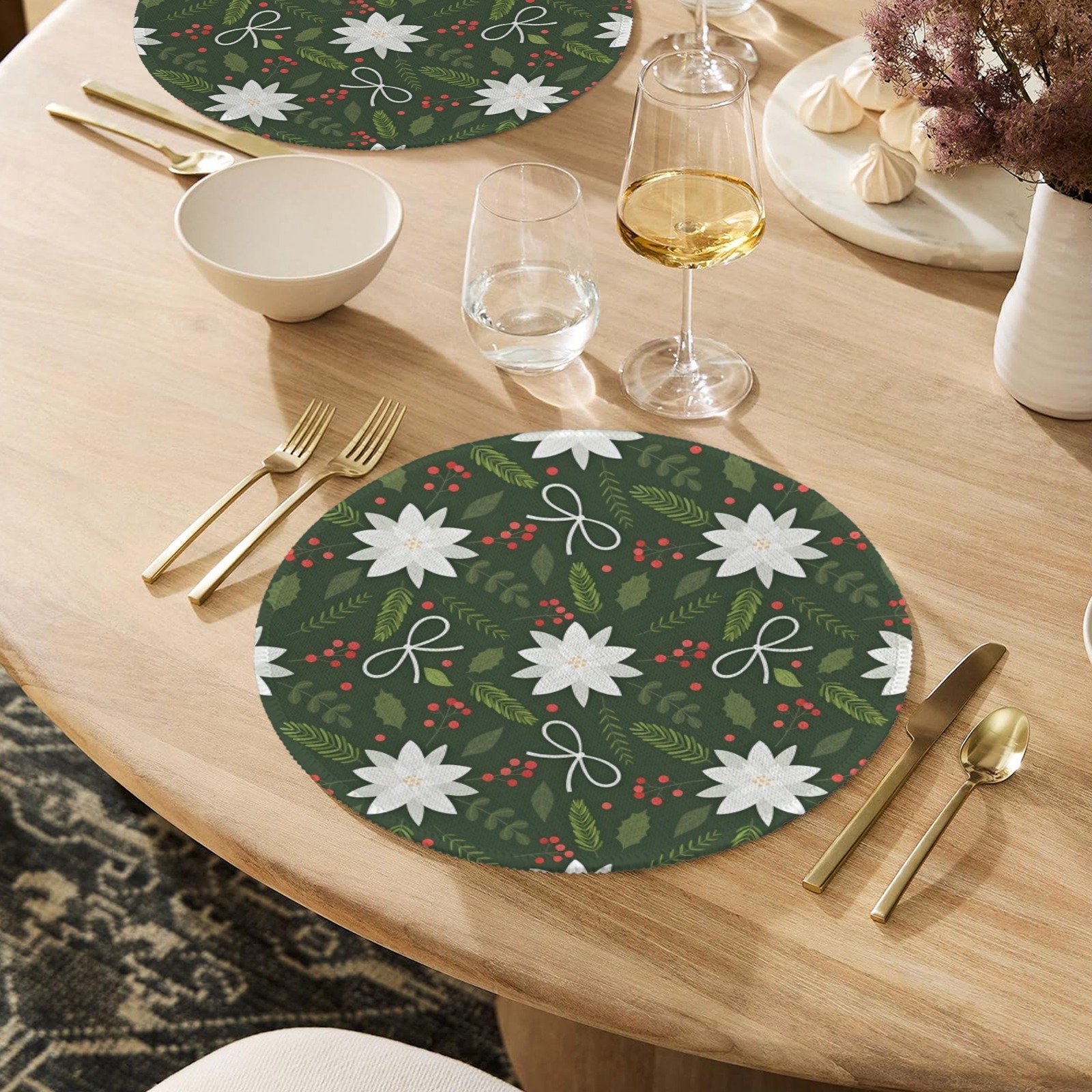 Christmas Placemats | Cinnamon | Holiday Dinner Table Decor | 4 Pack Christmas Placemats christmas dining decor 17