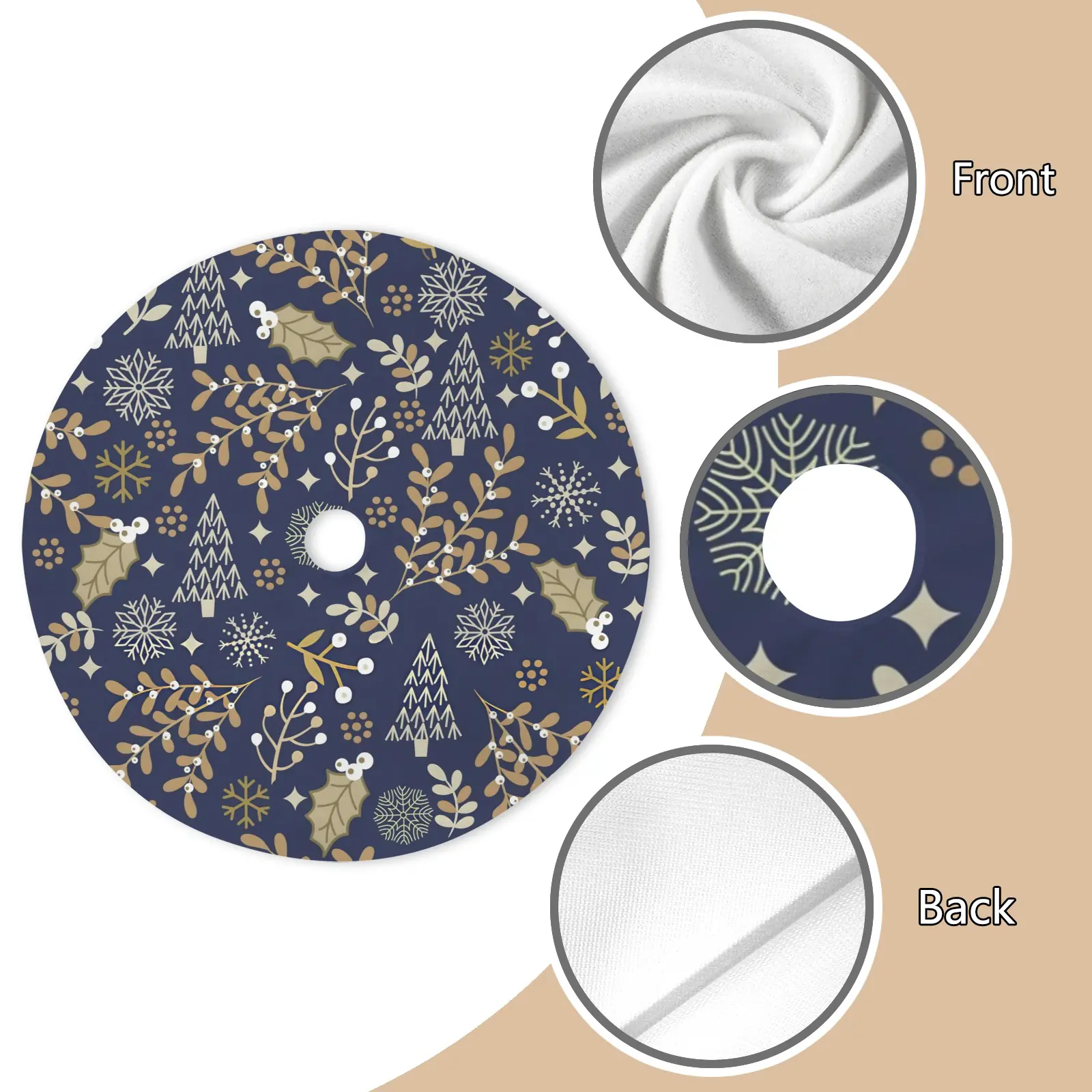 Holiday Christmas Tree Skirt | Ferns and Flakes | Traditional Rustic Round 48×48 Inch Home Decor Christmas Tree Skirts christmas tree decor