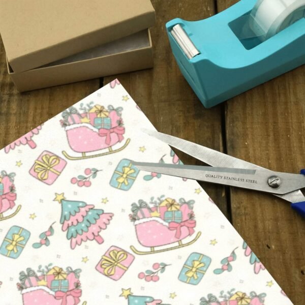 Christmas Wrapping Paper | Premium Holiday Gift Wrap | Pink Sleigh 58″ x 23″ (1–5 Rolls) Wrapping Paper Christmas Gift Wrap 3