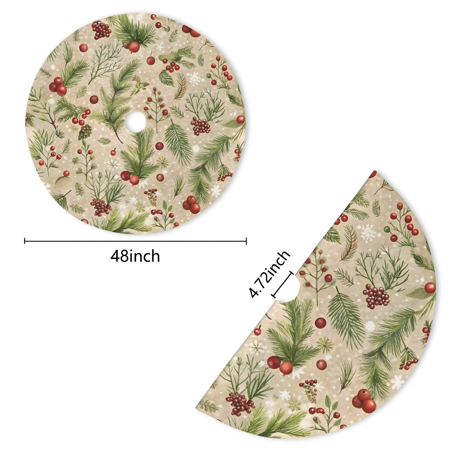 Holiday Christmas Tree Skirt | Cranberries | Traditional Rustic Round 48×48 Inch Home Decor Christmas Tree Skirts christmas tree decor 6 Holiday Christmas Tree Skirt | Cranberries | Traditional Rustic Round 48×48 Inch Home Decor Christmas Tree Skirts christmas tree decor 6