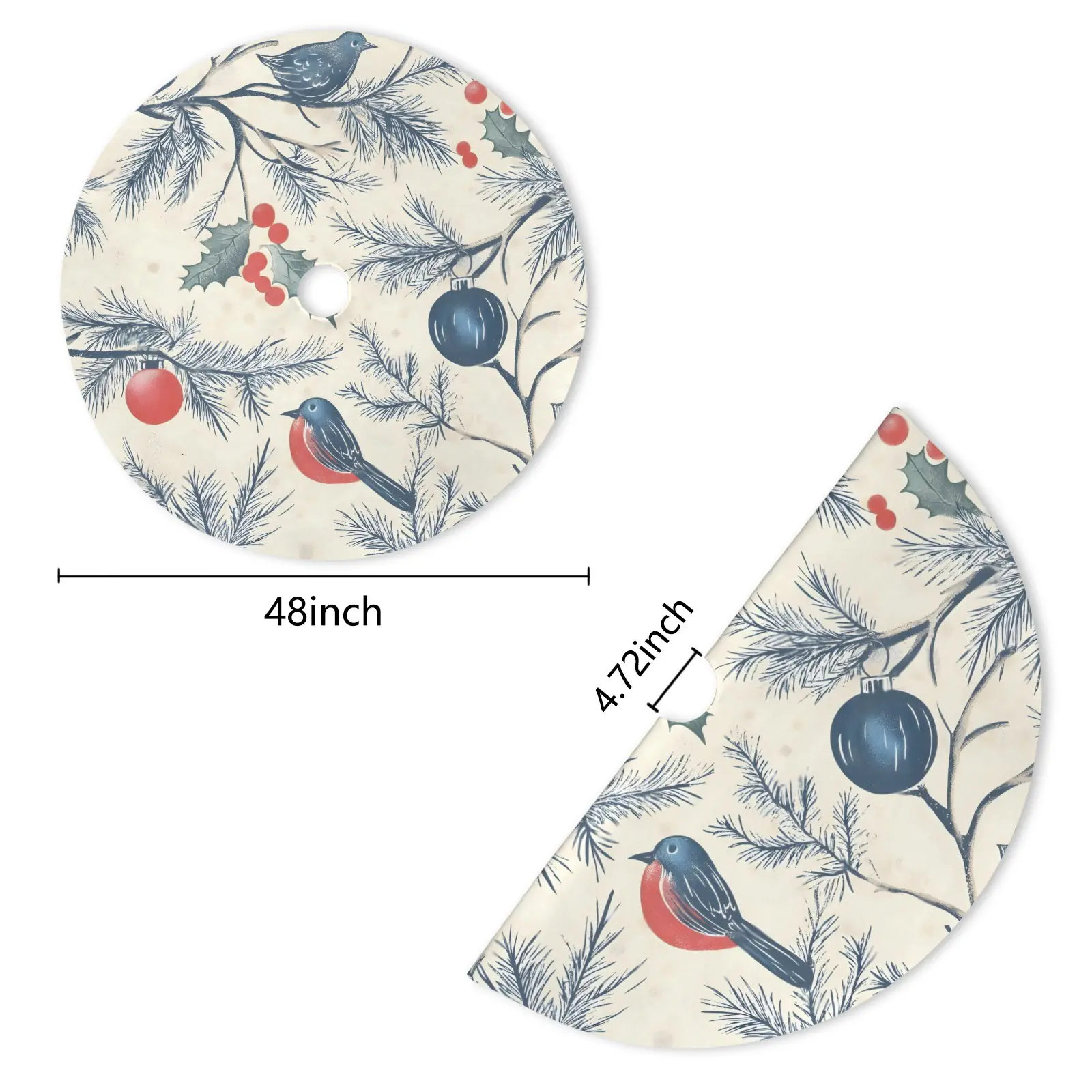 Holiday Christmas Tree Skirt | Robin | Traditional Rustic Round 48×48 Inch Home Decor Christmas Tree Skirts christmas tree decor 5