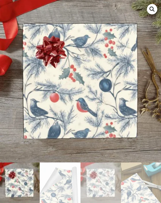 Christmas Wrapping Paper | Premium Holiday Gift Wrap | Snowbirds 58″ x 23″ (1–5 Rolls) Wrapping Paper Christmas Gift Wrap 5