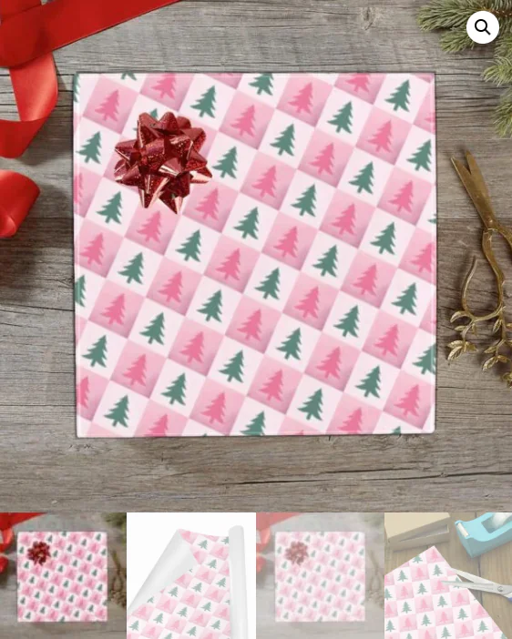 Christmas Wrapping Paper | Premium Holiday Gift Wrap | Pink Pines 58″ x 23″ (1–5 Rolls) Wrapping Paper Christmas Gift Wrap 5