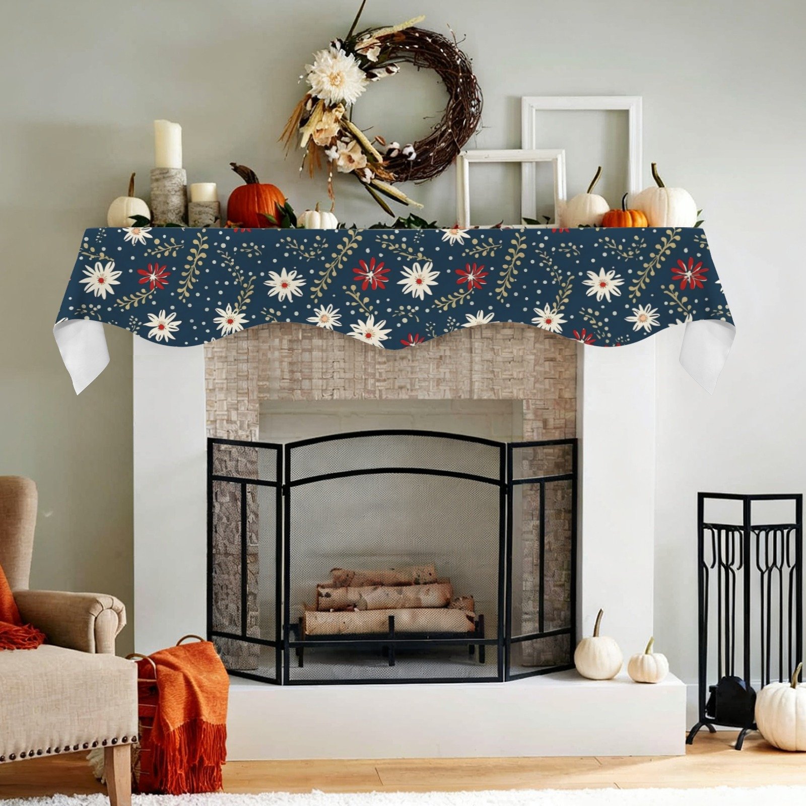 Christmas Holiday Fireplace Mantel Scarf | Daisy | Mantle Runner Christmas Fireplace Mantel Scarf Christmas Fireplace Decoration 5 Christmas Holiday Fireplace Mantel Scarf | Daisy | Mantle Runner Christmas Fireplace Mantel Scarf Christmas Fireplace Decoration 5