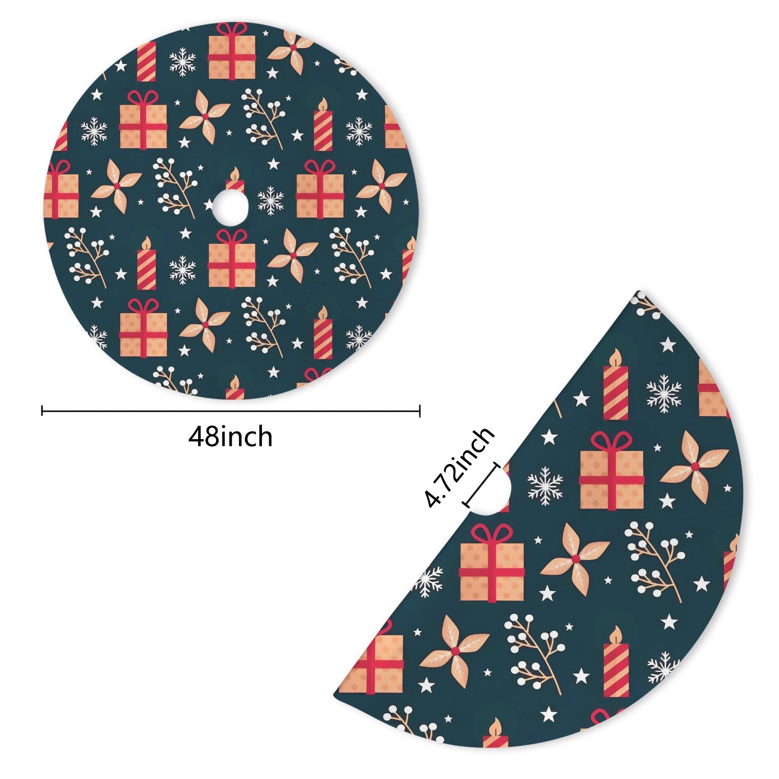 Holiday Christmas Tree Skirt | Green Candles | Traditional Rustic Round 48×48 Inch Home Decor Christmas Tree Skirts christmas tree decor 5 Holiday Christmas Tree Skirt | Green Candles | Traditional Rustic Round 48×48 Inch Home Decor Christmas Tree Skirts christmas tree decor 5