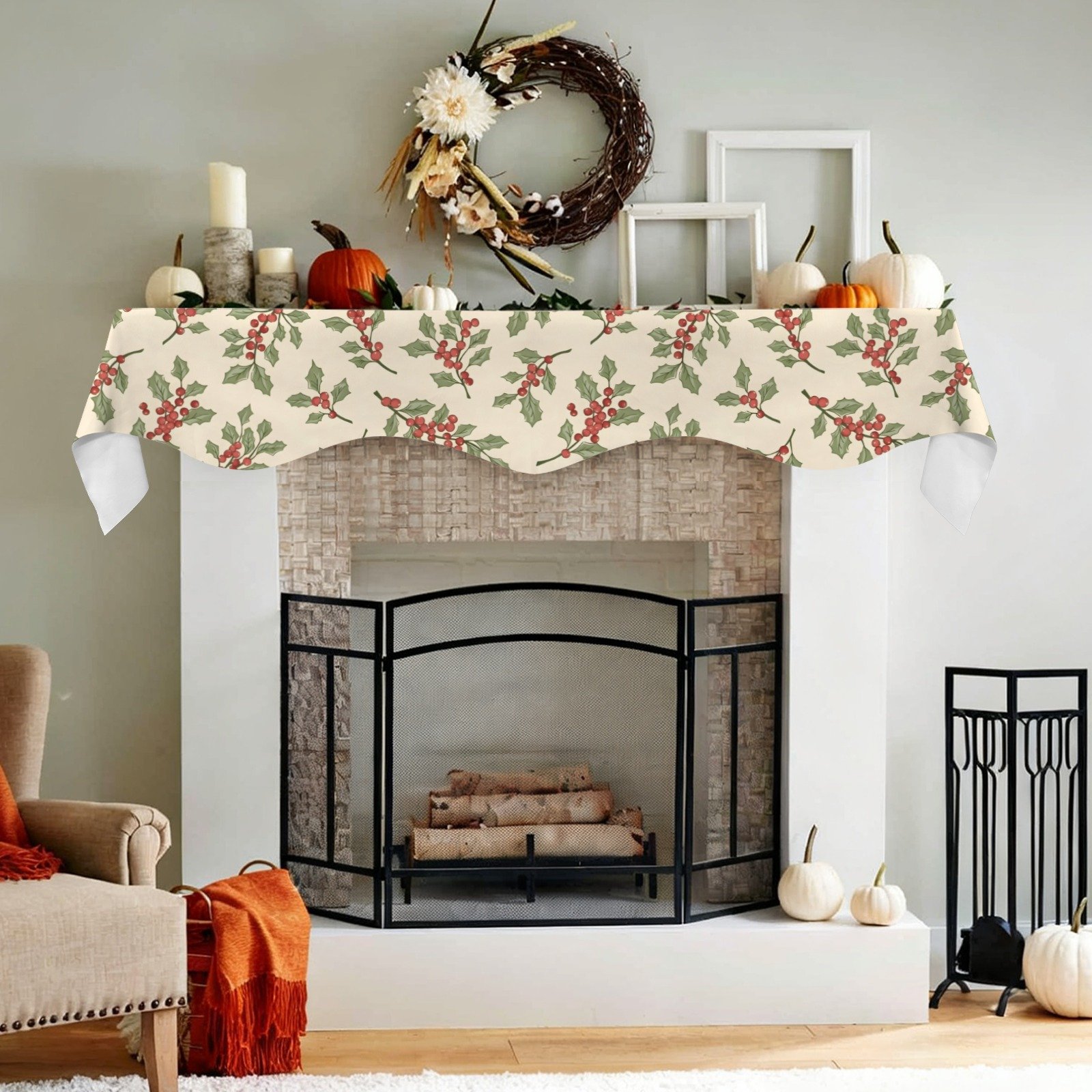 Christmas Holiday Fireplace Mantel Scarf | Painted | Mantle Runner Christmas Fireplace Mantel Scarf Christmas Fireplace Decoration Christmas Holiday Fireplace Mantel Scarf | Painted | Mantle Runner Christmas Fireplace Mantel Scarf Christmas Fireplace Decoration