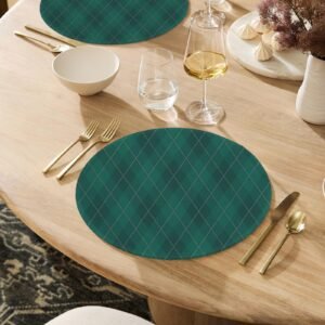 Christmas Placemats | Argyle | Holiday Dinner Table Decor | 4 Pack Christmas Placemats christmas dining decor