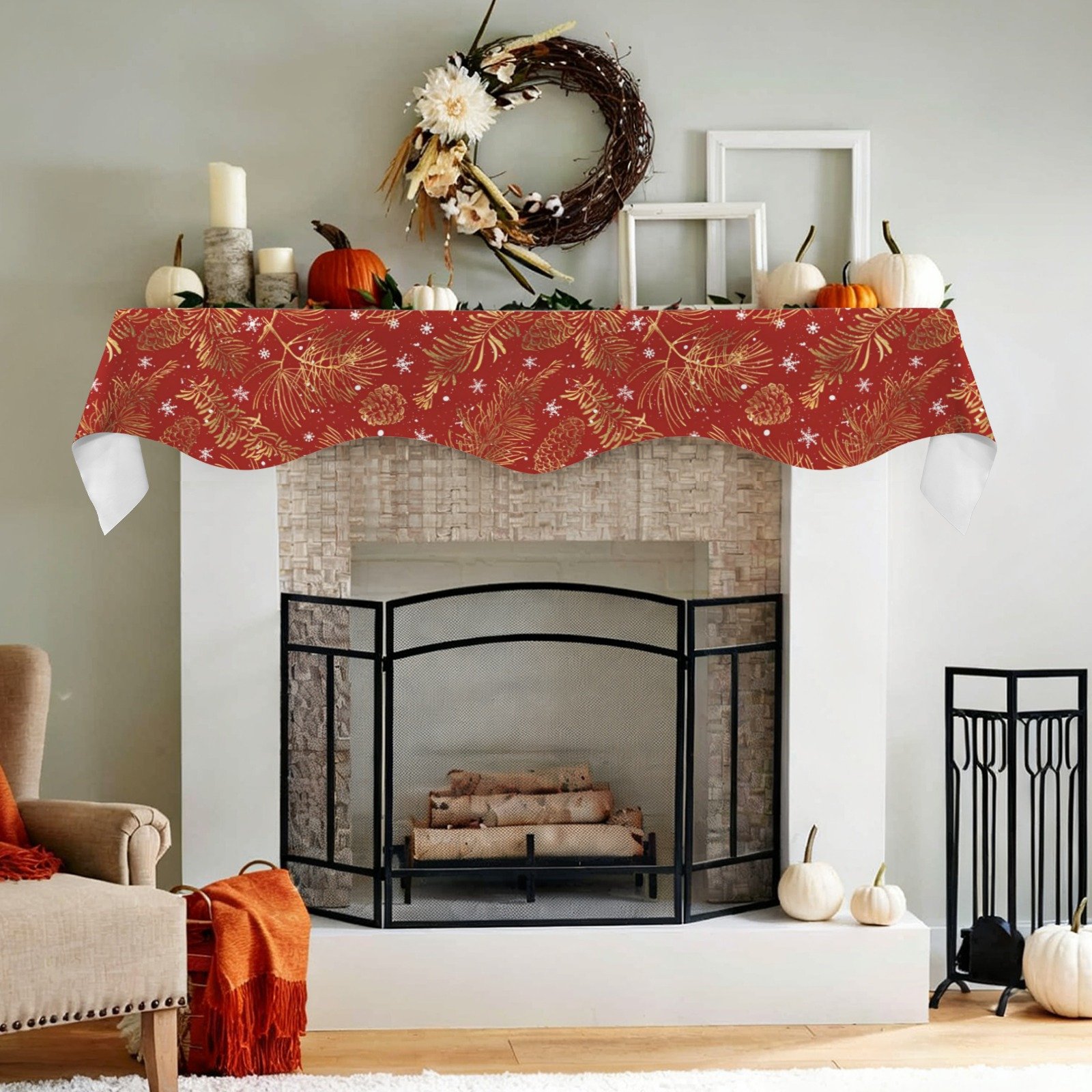 Christmas Holiday Fireplace Mantel Scarf | Red Pines | Mantle Runner Christmas Fireplace Mantel Scarf Christmas Fireplace Decoration 5 Christmas Holiday Fireplace Mantel Scarf | Red Pines | Mantle Runner Christmas Fireplace Mantel Scarf Christmas Fireplace Decoration 5