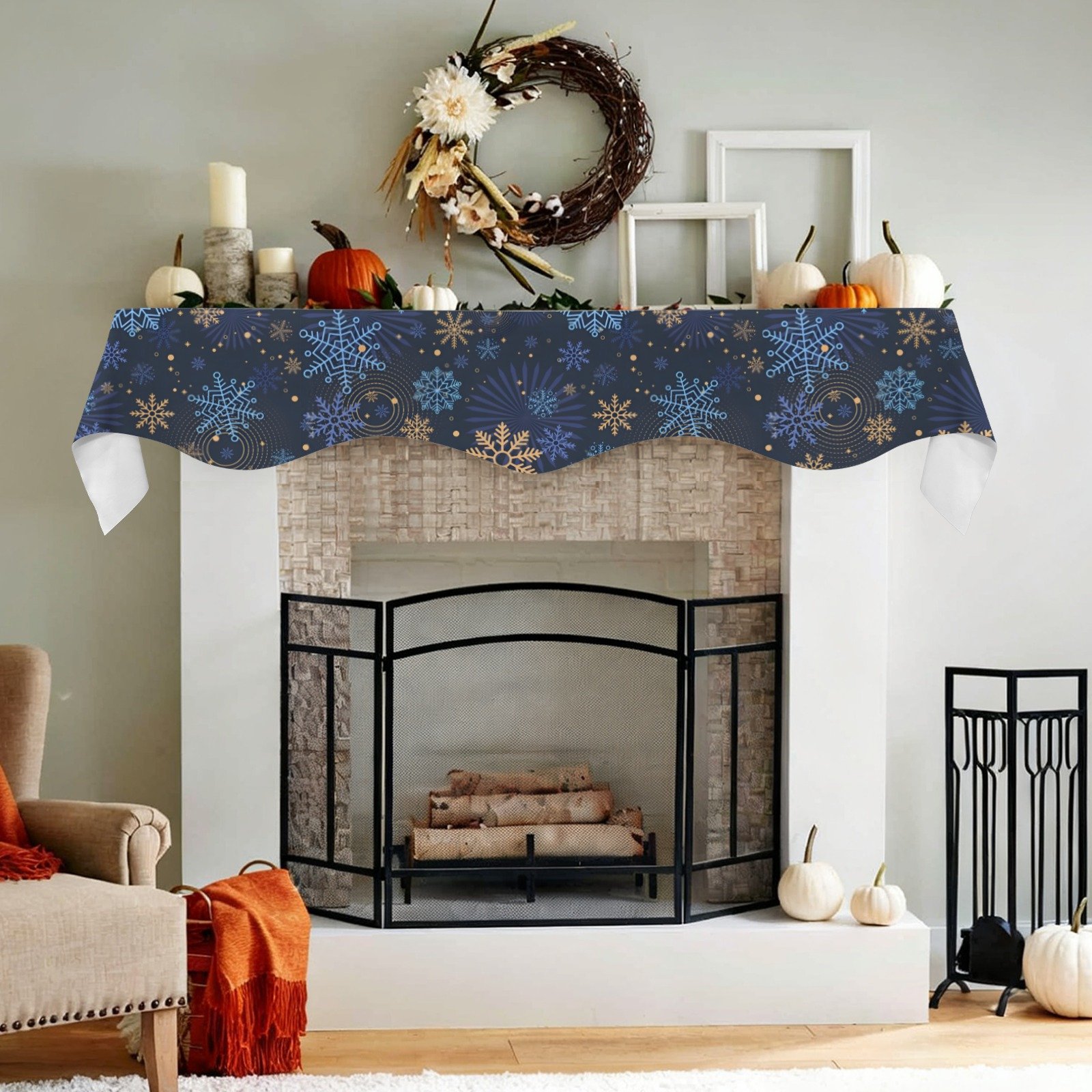 Christmas Holiday Fireplace Mantel Scarf | Blizzard | Mantle Runner Christmas Fireplace Mantel Scarf Christmas Fireplace Decoration 5 Christmas Holiday Fireplace Mantel Scarf | Blizzard | Mantle Runner Christmas Fireplace Mantel Scarf Christmas Fireplace Decoration 5