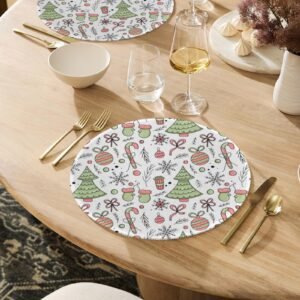 Christmas Placemats | Snowy Latte | Holiday Dinner Table Decor | 4 Pack Christmas Placemats christmas dining decor