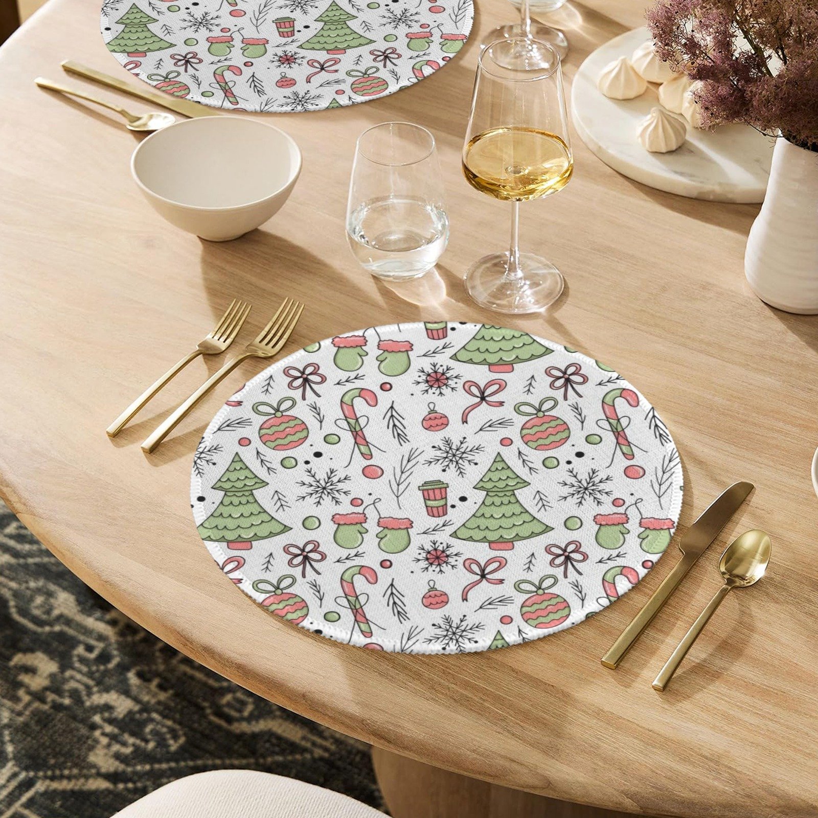 Christmas Placemats | Cinnamon | Holiday Dinner Table Decor | 4 Pack Christmas Placemats christmas dining decor