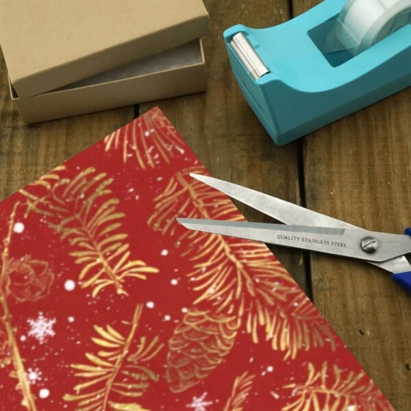 Christmas Wrapping Paper | Premium Holiday Gift Wrap | Gold Pine Feathers 58″ x 23″ (1–5 Rolls) Wrapping Paper Christmas Gift Wrap 3