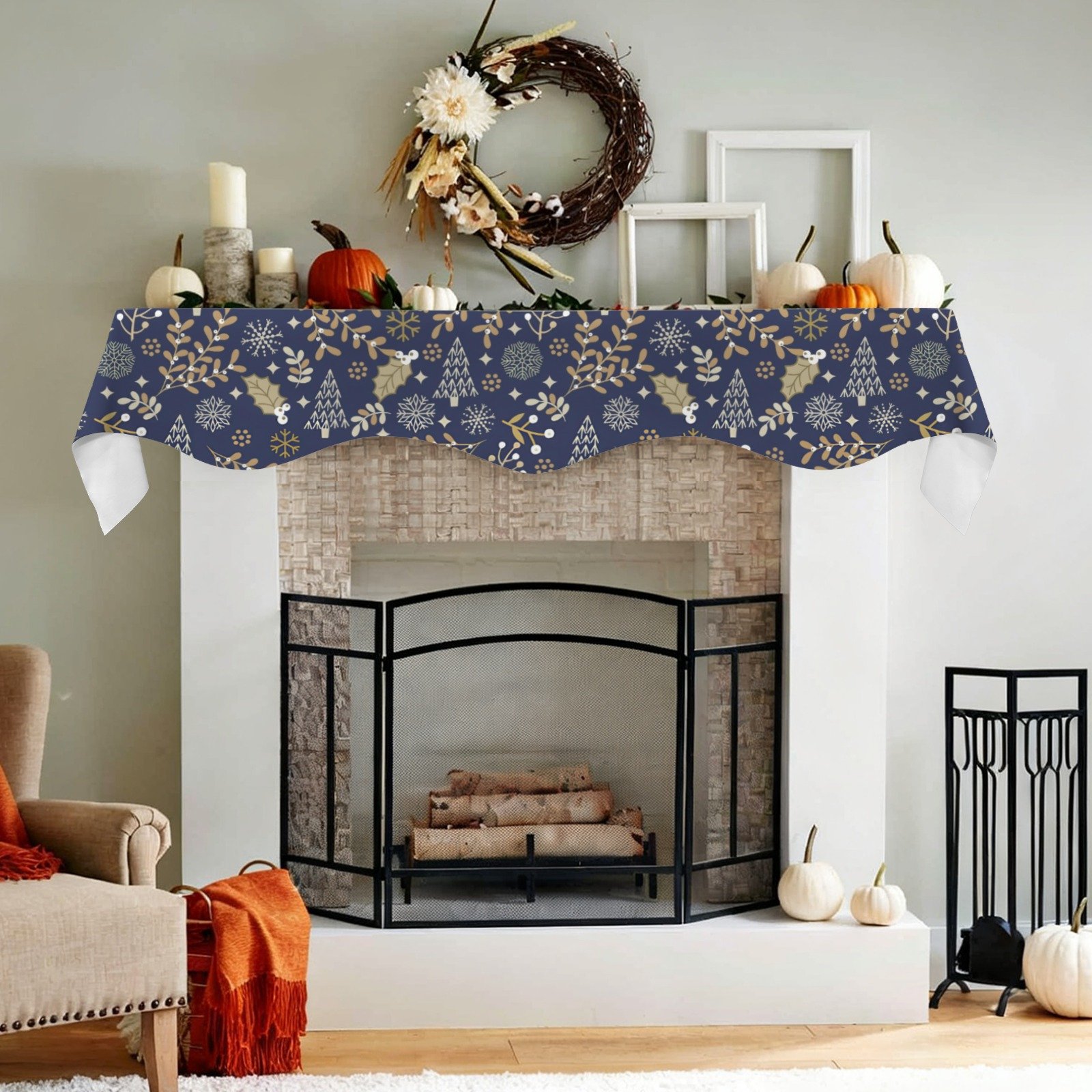 Christmas Holiday Fireplace Mantel Scarf | Gold Holly | Mantle Runner Christmas Fireplace Mantel Scarf Christmas Fireplace Decoration 5 Christmas Holiday Fireplace Mantel Scarf | Gold Holly | Mantle Runner Christmas Fireplace Mantel Scarf Christmas Fireplace Decoration 5