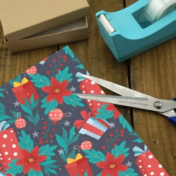 Christmas Wrapping Paper | Premium Holiday Gift Wrap | Poinsettia 58″ x 23″ (1–5 Rolls) Wrapping Paper Christmas Gift Wrap 3