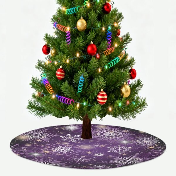 Holiday Christmas Tree Skirt | Purple Flakes | Traditional Rustic Round 48×48 Inch Home Decor Christmas Tree Skirts christmas tree decor 2