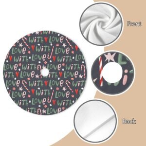 Holiday Christmas Tree Skirt | With Love | Traditional Rustic Round 48×48 Inch Home Decor Christmas Tree Skirts christmas tree decor Holiday Christmas Tree Skirt | With Love | Traditional Rustic Round 48×48 Inch Home Decor Christmas Tree Skirts christmas tree decor