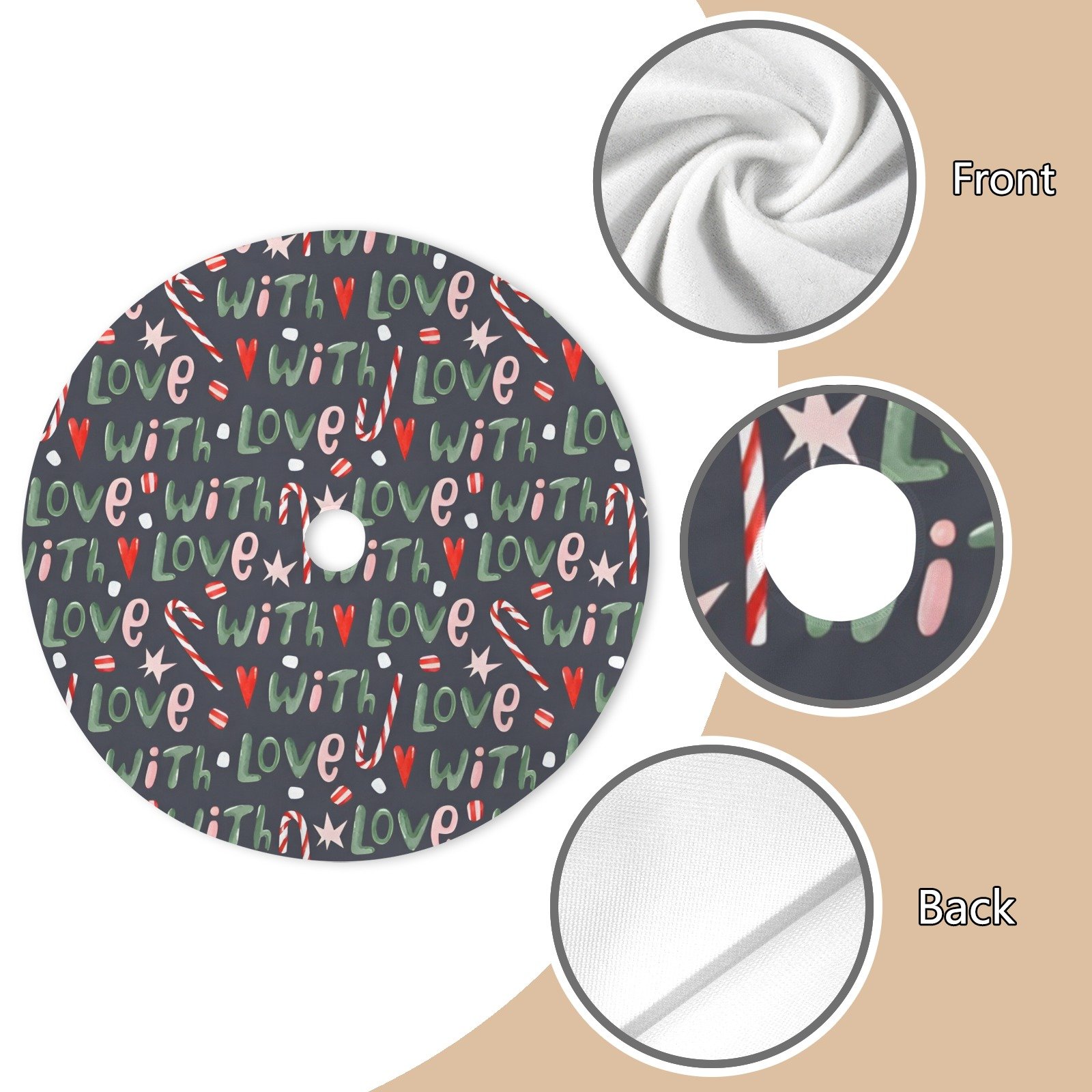 Holiday Christmas Tree Skirt | With Love | Traditional Rustic Round 48×48 Inch Home Decor Christmas Tree Skirts christmas tree decor 4 Holiday Christmas Tree Skirt | With Love | Traditional Rustic Round 48×48 Inch Home Decor Christmas Tree Skirts christmas tree decor 4