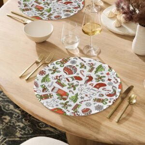 Christmas Placemats | Partridge | Holiday Dinner Table Decor | 4 Pack Christmas Placemats christmas dining decor