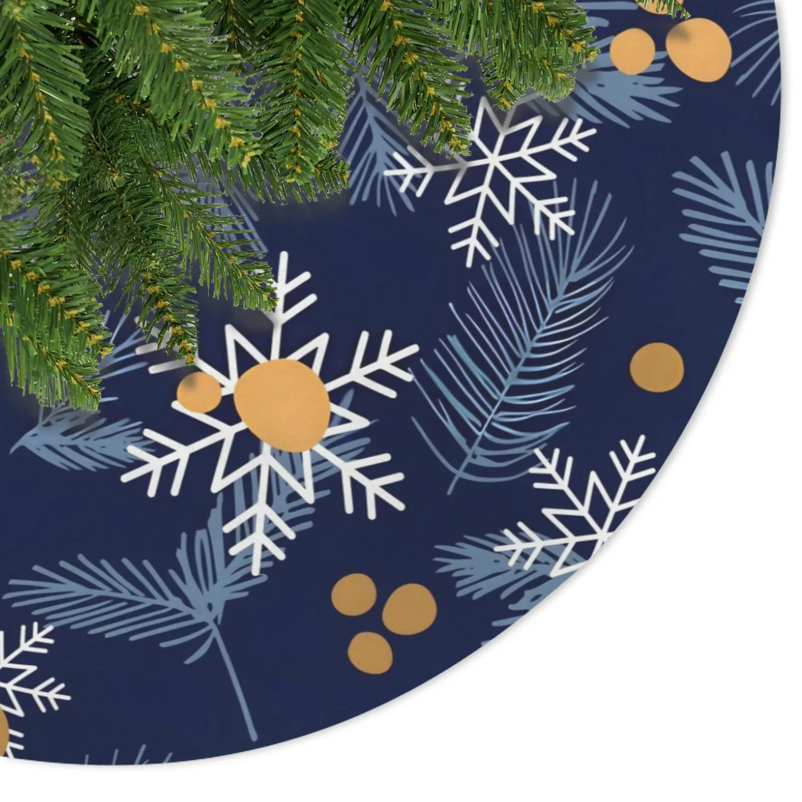 Holiday Christmas Tree Skirt | Gold Berries | Traditional Rustic Round 48×48 Inch Home Decor Christmas Tree Skirts christmas tree decor 3