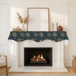 Christmas Holiday Fireplace Mantel Scarf | Green Gold | Mantle Runner Christmas Fireplace Mantel Scarf Christmas Fireplace Decoration Christmas Holiday Fireplace Mantel Scarf | Green Gold | Mantle Runner Christmas Fireplace Mantel Scarf Christmas Fireplace Decoration