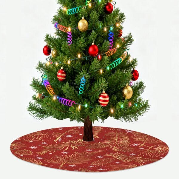 Holiday Christmas Tree Skirt | Gold Pinecone | Traditional Rustic Round 48×48 Inch Home Decor Christmas Tree Skirts christmas tree decor 6